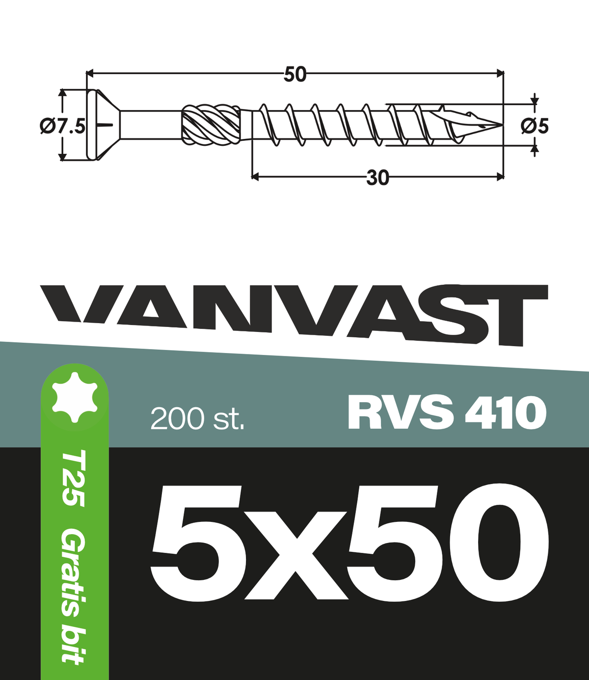 RVS SCHROEVEN 5X50MM 200ST